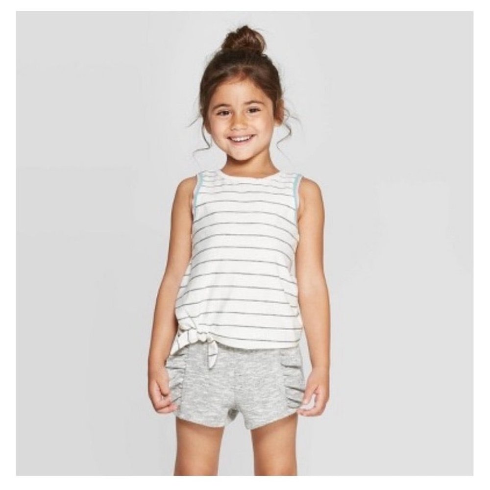 Toddler Girls' Striped Tank Top - art class White/Black 18M